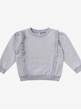 Rylee + Cru MAMA Dusty Lavender Lace-Trim Pullover Sweatshirt Medium